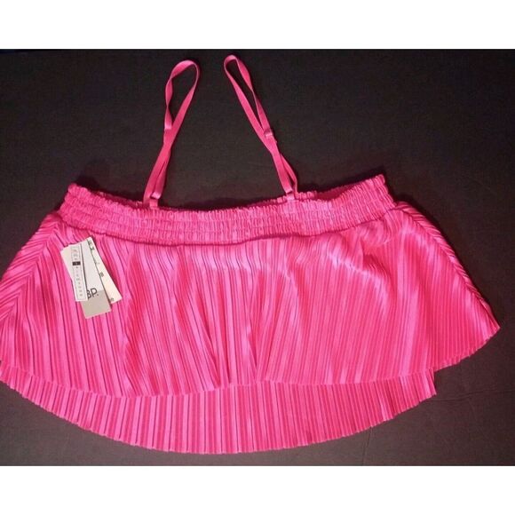 NORDSTROM‎ BP  Small HOT PINK CROP TOP Y2K Accordion Pleat Flowy Smocked #1069 - Picture 1 of 4